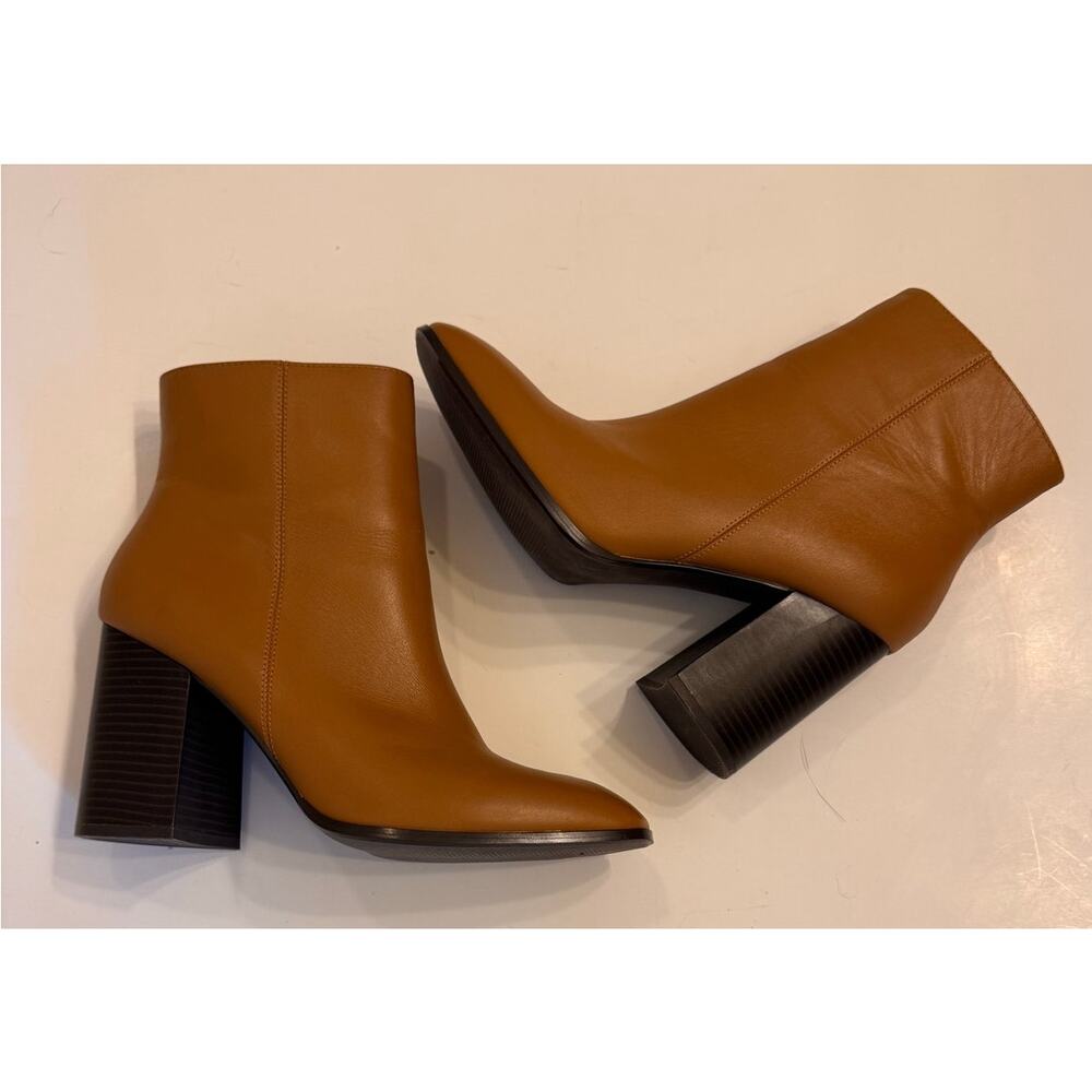 Nordstrom Rack Brown Faux Leather Heel Ankle Boots Sz 11M Women's